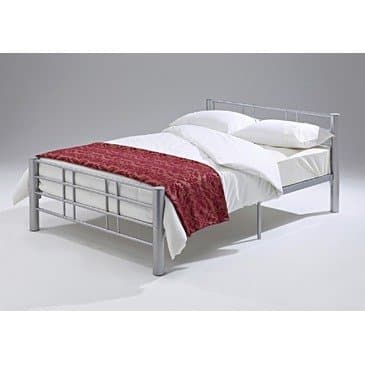 Ideal Furniture Monaco Frame Bed, Metal, Silver, Double