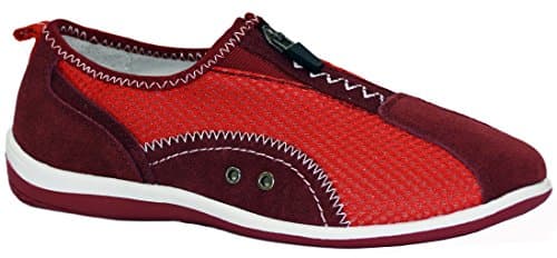 Greenstep Knixmax Womens Zip Leather Mesh Trainers Low-Top Lightweight Slip On Casual Pumps Sneakers