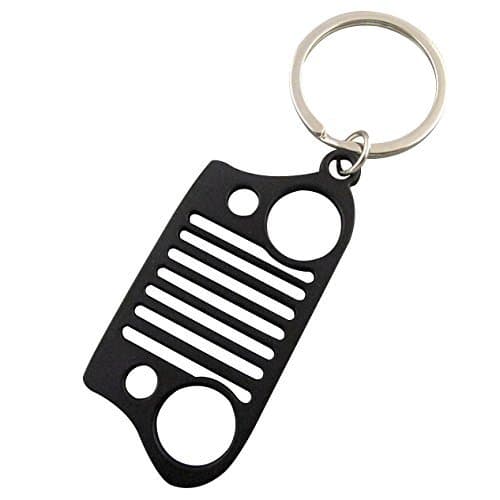 Car Key Chain Keychain Key Ring For Jeep Wrangler Accessories Enthusiasts-Jeep Front Grill Design and Stainless Steel Material with 4 Colors (black) by EVAPLUS