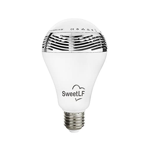 SweetLF Wireless Bluetooth Speaker Light Bulb Built-in Music Sensitive Dancing LED Light with Color Changing and Adjust Brightness by App Controls Support A2DP for Android and Apple IOS Smart Phone