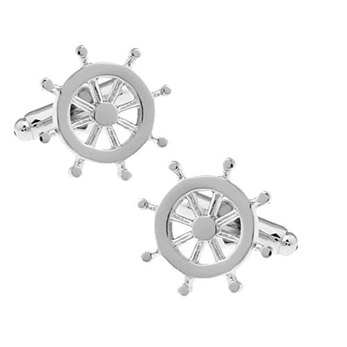 SMOK OKO Silver Qnique Ship Steering Wheel Creative Design 2 PCS Mens Shirts Cufflinks