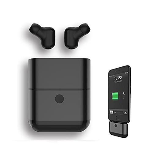 True Wireless Earbuds Portable Mini In Ear Bluetooth Headphones Noise Cancelling Waterproof Headset Sport Gym Running Work Earpiece with Mic Charging Box for Smart Phone Headphones (Black)
