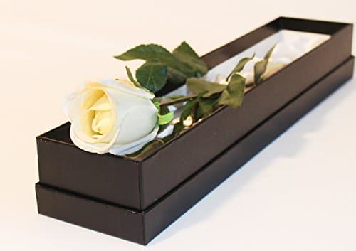 Single Valentines Romantic Elegant white Rose in a Silk Lined Gift Box Artificial Like Real Rose