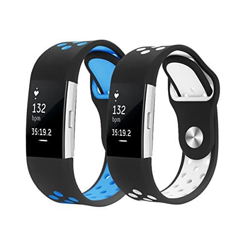 JUNYI F Fitbit Charge 2 Strap Bands ,Soft Silicone Adjustable Sport Watch Strap Accessory Band for Fitbit Charge 2 Replacement Fitness Smart Wristbands