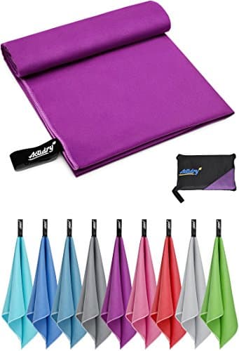 ActiDry Microfibre Towel - light and absorbent - 9 colours S M L XL sizes - great for beach, sports and outdoor activity - L (90 x 180 cm) 1 piece - purple