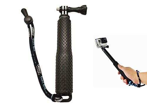 Action Camera Selfie Stick-19"" Waterproof Hand Grip Adjustable Extension Monopod Pole for Gopro Hero 6 5 4, Hero+ LCD, 3+, 3, 2, 1, Sj4000, AKASO, Xiaomi Yi and Sj5000 Cameras Sports DVR (with Wrist Strap and Screw) (Black)