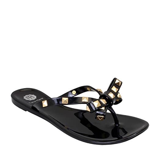 Halsey Studded Flip Flops (UK 5 / EU 38, Black)