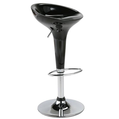 Pair of BLACK Modern Adjustable Counter Swivel Bombo Pub Style Bar Stools / Barstools Black By UNICA