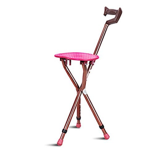 ZZHF Cane Chair Elderly Walking Stick Four-legged Stool Chakun Stool Folding Chair Bench Pink 82 * 26cm Walking Sticks