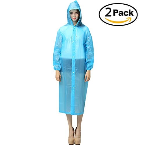 Ms raincoat- Clear and Reusable Waterproof Portable Raincoat EVA Material, Rain Resistant Poncho with Hoods and Sleeves for Travel, Festivals, Theme Parks and Outdoors . (blue1)