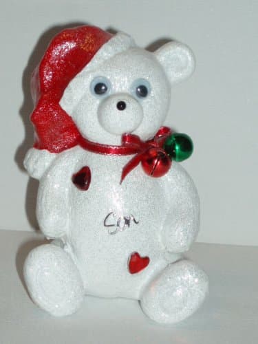 Son Or Customised with A Personalised Name Christmas Jingle Bells Cute Teddy Bear Xmas Festive Grave Memorial Ornament Baby Boys Girls Childs Mans Womans Outdoor Cemetery Garden Tribute