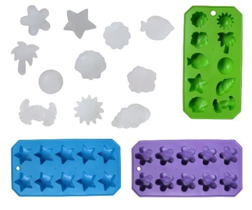 Set of 3 Flexible Shaped Ice Cube Trays. Sun, Star, Flower, Tree and Sealife. Fun Party Combo by CCraft
