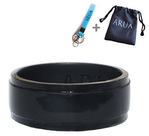 Elegant Glam Silicone Wedding Ring (Band) for Men. Thin, Comfortable, Durable. 8mm Wide. Gift Bag and Silicone Keychain Included.