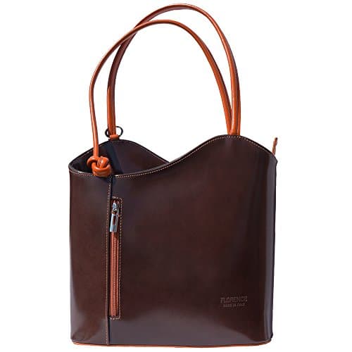 Convertible backpack and shoulder bag 207 (Dark brown-leather)