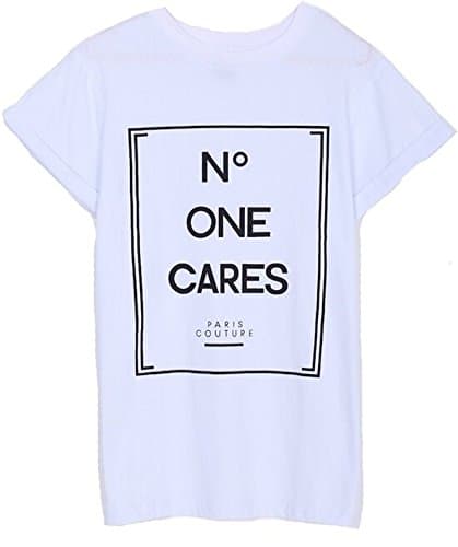 KaKing Women No One Cares Print Tshirt Tops Cute Basic O neck Casual Tee Blouse