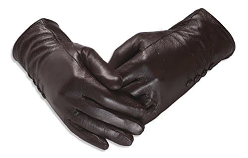 QuivanoWomens Leather Gloves - Classic Style With Soft Fabric Lining - Amber Label Range