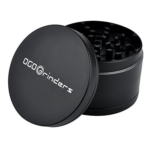OGOGrinders Herb Grinder Large 2.5" 63 mm 4 Piece Spice Grinder (Black)