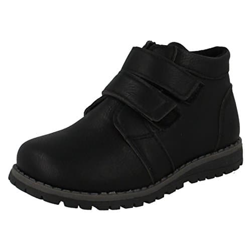 JCDees Boys Double Velcro Strap Ankle Boots N2041 - Black Synthetic - UK Size 11 - EU Size 30 - US Size 12