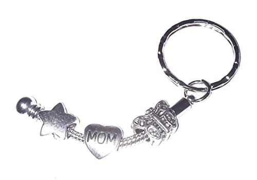 Silver Charm Beads Keyring Handbag Charm Mom Butterfly Star
