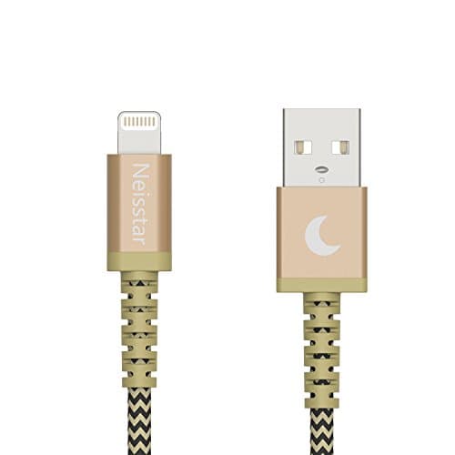 iPhone Charger, Neissstar 0.9M Lightning to USB Cable Nylon Braided USB iPhone Cable with Lightning Connector for iPhone X/ 8/ 8 Plus/ 7/ 7 Plus/ 6/ 6 Plus/ 6s, iPad Air 2, iPad Pro and More (Gold)8