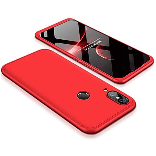 Huawei Nova 3 Case,2ndSpring Huawei Nova 3 Cover Ultra-thin 3in1 360 Degrees Full Body Plastic Hard Case Skin Shockproof Shell with Tempered Glass Screen Protector for Huawei Nova 3 Protective Rubber Light Gel Tough Case Red