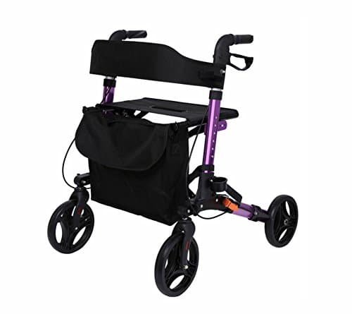 GPF Multi-Function Walking Aids/Four-Wheel Shopping Cart, Aluminum Travel With a Seat 6 Stalls Adjustable Height For The Elderly - To Help Leg Rehabilitation Exercise And Auxiliary Walking, purple