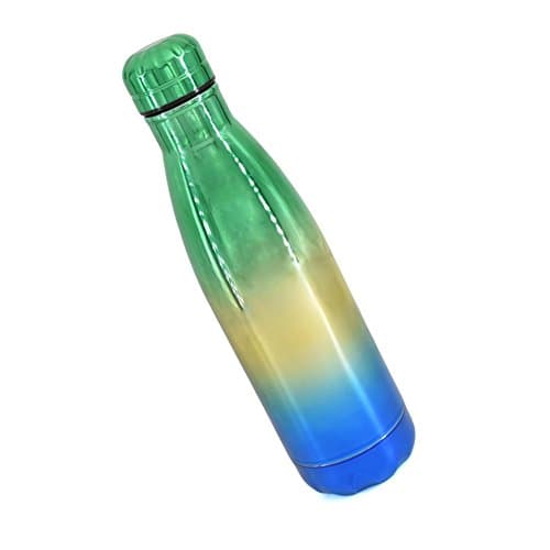 Insulated Water Bottle with Gradually Changes Color,Alisaouse 17 Ounce Stainless Steel Rainbow Water Bottle Leakproof Screw Top Vacuum Insulated for Sports Camping Hiking Office School (Green)