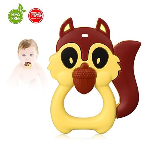 Baby Teething Toys by Autsmile: Soft, Silicone | Massaging Squirrel Teether | Unique Design