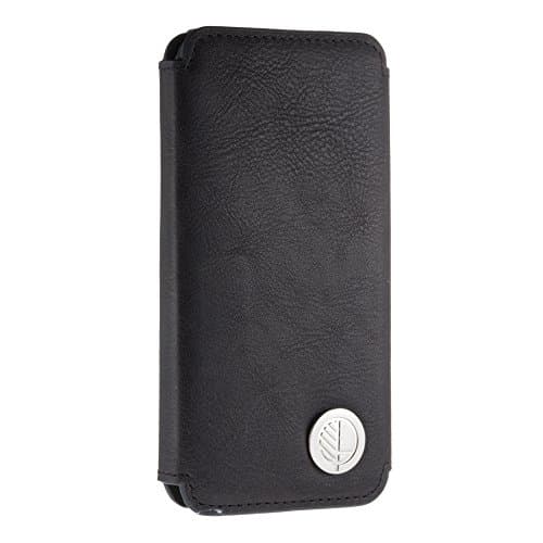 Drew Lennox Hand Crafted Mens Wallet Case for iPhone SE 5 5S | ALL British Genuine Leather, inside and out - Not an Enginnered Solution | Totally Plastic Free | Charcoal Black
