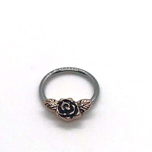 Rose Gold Burn Effect Rose Flower Nose Septum Clicker Daith Stud Ring Cartilage