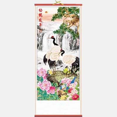 Cranes and Waterfall Chinese Scroll by Asia Dragon