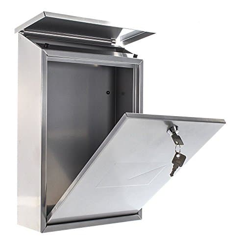 Dynasty Quality Steel Mail Post Box : Stainless Steel : Lockable : Fixings Included : 25 x 40 x 10cm