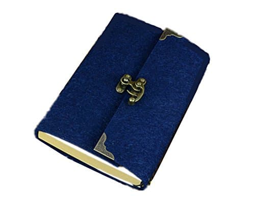 Vintage Lock Button Environmental Felt Cover Notebook Writing Books Journal Diary for Men Women A6 (Black)