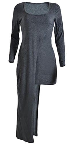 H&E Women's Stylish Long Sleeve Irregular Crewneck Dress Small As Picture