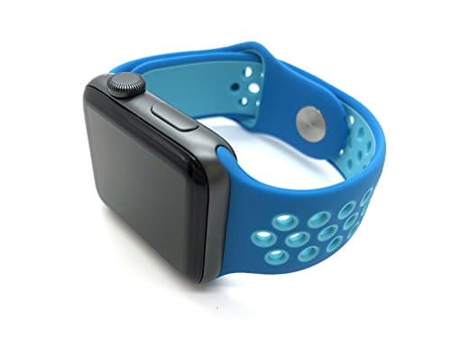 High Quality Replacement Silicone Sports Strap 38mm/42mm For Smart Watch Series 1/2/3 Size M/L (42mm, Blue &amp; Light Blue)