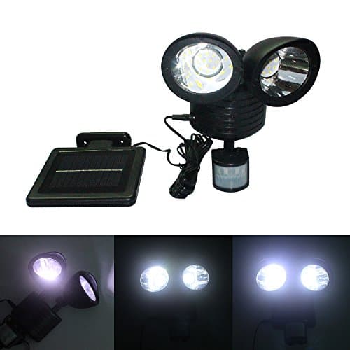 22leds Outdoor Lights Warterproof Motion Sencor Light with Double Dural Heads Wall Lights Solar Powered pack of 1