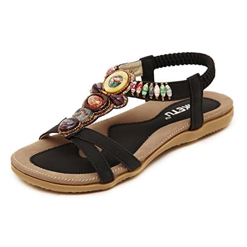 Women's Bohemian Beaded Ankle Strap Sandals