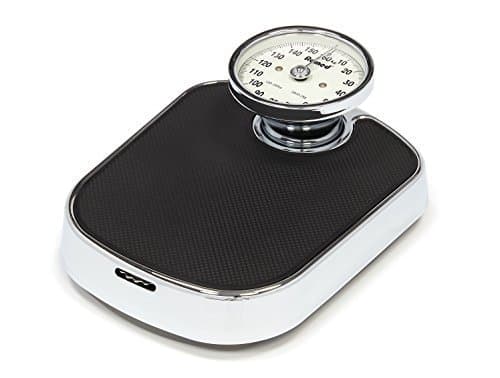 Romed Mechanical Bathroom Scale Black-Silver with hochgestellter & Large Skala, Robust metall-korpus & Non-Slip wiegefläche