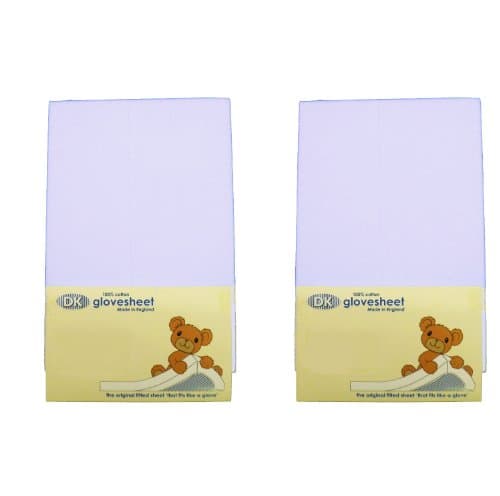 DK Glovesheets Two Fitted Moses Basket Sheets 100% Combed Jersey Cotton To Fit Mattress Size 74 x 30 cm - BLUE - TWO PACKS