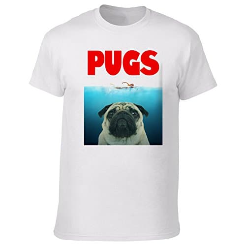 PUGS (JAWS Parody) T-Shirt (X-Large, White)