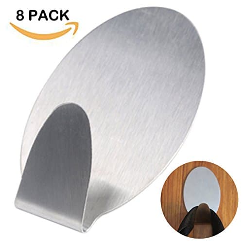 Howhome 3M Hooks High Powerful Adhesive Hooks, 3M Hook 304 Stainless Steel Self Adhesive Hooks Waterproof, Strong &amp; Durable, Pack of 8