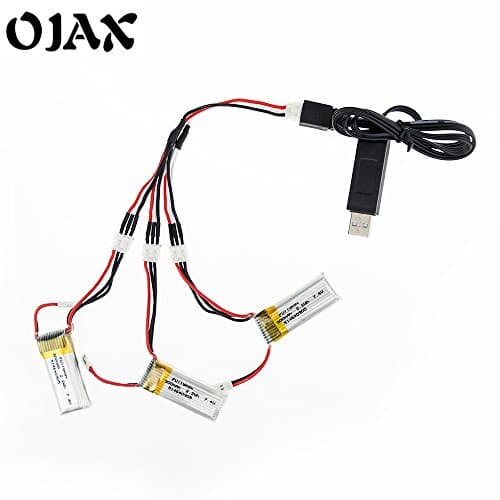 OJAX 3pcs 7.4V 300mAh 30C Li-Po Battery with USB Cable Charger Set For WLtoys F959 Airplane Spare Parts XK DHC-2 A600 RC Airplane
