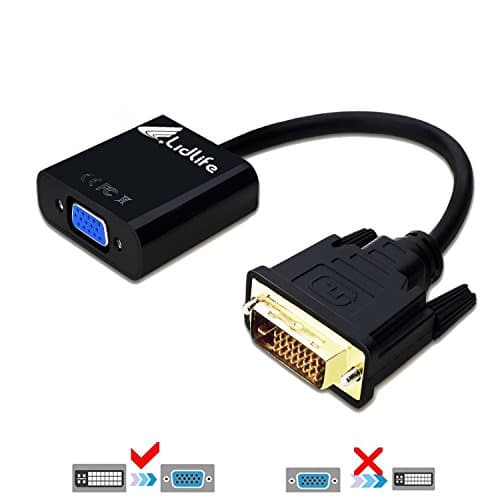 DVI to VGA Adapter , Lidlife E0309 DVI-D Link 24+1 male to VGA Female Digital Video Cable Gold Plated Support 1080P for Gaming, DVD, Laptop, HDTV and Projector