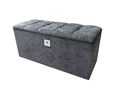 Length 100cm (39") Chenille Blanket Box Storage Toy Box with a lift up Button lid in a Quality Silver Grey Chenille fabric...Ideal for any room in the house