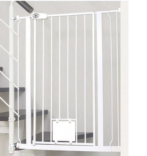 Impag® Excessive Height 75 – 149 cm to 105 cm Gate for Stairs Stairs with balustrade Unilateral Snap 2 Y-Adaptor Cable Fixing without Drilling Nala