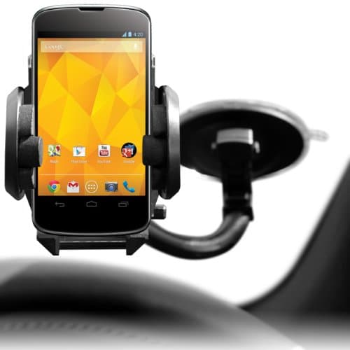 Shop4 Premium Car Kit For LG Nexus 4 E960. Includes Windscreen Suction Mount Holder And Micro USB In Car Charger