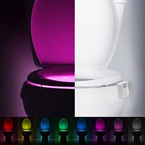PePeng Automatic Body Sensing LED Toilet Night Light, Glow in the Dark Motion Sensor Activated Night Lamp for Toilet Seat (Hook on Style)