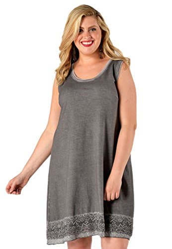 Yoek Women's Plus Size Singlet Long Grey Anthracite, 12/14 Curve