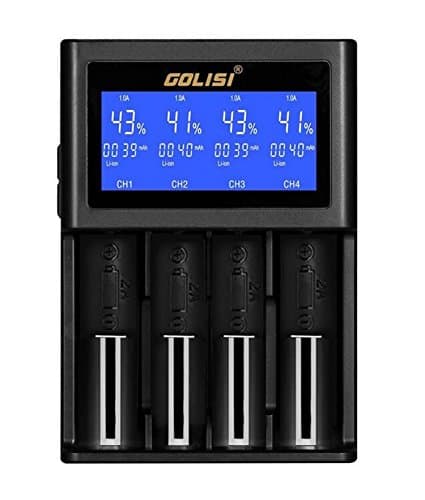 S4 Smart Charger with Large LCD Display and Wall Charger Cable Intelligent Charger for 20700, 26650, 18650 Li-ion IMR AA AAA AAAA C Rechargeable Batteries(EU)