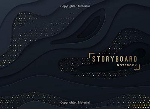 Storyboard Notebook: 8.25 x 6 in, 6 Panel 16:9, Black and Gold Theme